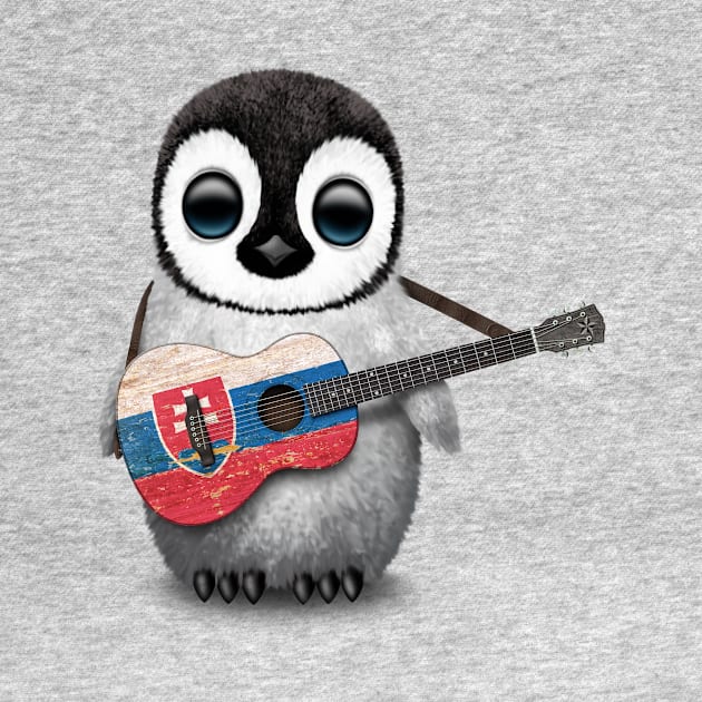 Baby Penguin Playing Slovakian Flag Guitar by jeffbartels